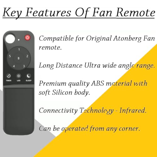 Image of ZIEVA Compatible With Atomberg ceiling Fan Remote Control wireless for Smart & Easy Operation with Sleep mode, timer mode and Speed adjustment (Fan Not Included) (1 YEAR WARRANTY)