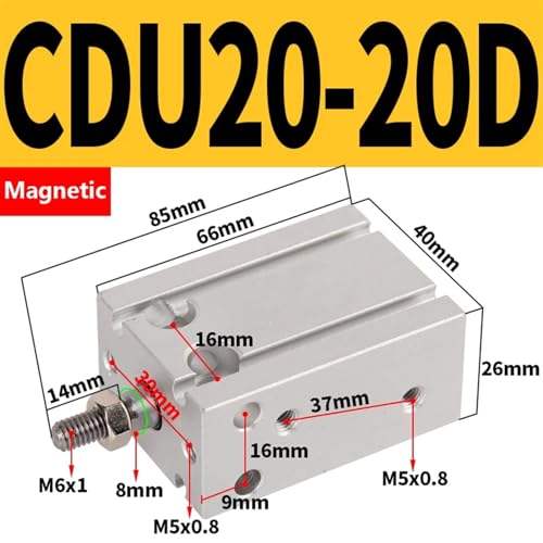 Cylindre CDU20/25 magnétique avec détection précise du piston pour robot