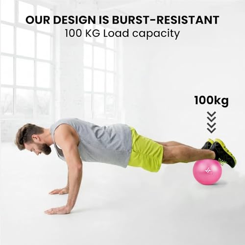 Image of PulseITOrbit Yoga Ball 25cm for Exercise, Balance & Core Strength | Anti-Burst Mini Pilates Ball for Home Workout, Yoga, Stability Training & Physical Therapy | Inflatable Soft Gym Ball (Pink)