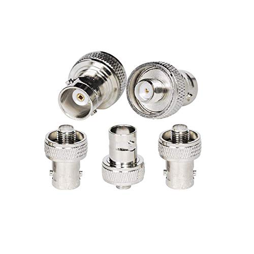 Image of RENMAX SMA Female to BNC Female Adapter Connector 50 Ohms Copper + Alloy Stable for Radio Frequency Applications, Wireless LAN Devices (Connector Only) -Pack of (2)