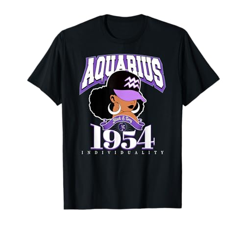 Verseau 1954 Afro Queen Zodiac Cadeaux d'anniversaire T-Shirt