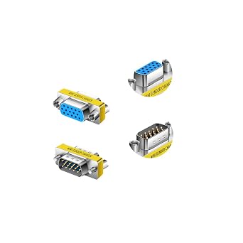 Slimline VGA HD15 Gender Changer -Zero Modem Adapter VGA Coupler for 2 displays-F/F-M/M 2, Two CombinationM-M,F-F