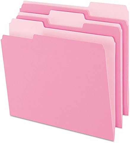 Pendaflex - Two-Tone File Folders, 1/3 Cut Top Tab, Letter, Pink/Light Pink, 100/Box 1521/3PIN (DMi BX