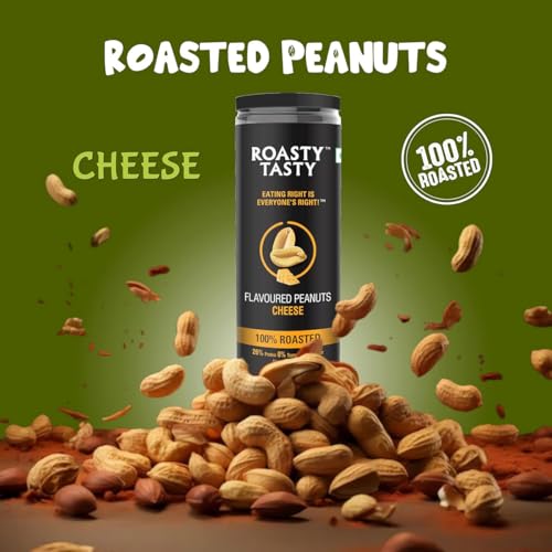 Image of Roasty Tasty Cheesy Flavour Roasted Peanuts|Healthy Snacks|Rich In Protein & Fibre|Roasted, Not Fried Snacks|Healthy Food|Namkeen Peanuts|Crunchy Masala Peanuts|Pack Of 2 (150G Each)
