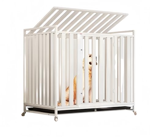 Robuste Hundebox, ausbruchsicherer Haustier- Laufstall, mehrtüriger Hundekäfig für mittelgroße und große Hunde, Indoor- Hundemöbel