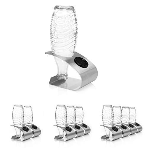 Premium Abtropfhalter aus Edelstahl für 3 Flaschen – Kompatibel mit SodaStream Glaskaraffen - Flaschenhalter mit Abtropfboden und Deckelhalterung für