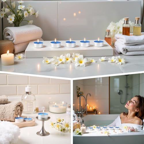 Artisoul 50 Teelichter 4 Stunden, Unbeduftete Paraffin Teelichter, Sauber Brennende Kerzen für Hochzeit, Weihnachten Männerparty Baby Shower Junge Geburtstag Gastronomie & Zuhause Deko, Blau