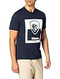 jersey cotone basico 30/1 Blauer T-Shirt Bicolore Scudo Maglietta a Maniche Corte, Blu (802 Zaffiro Scuro), S Uomo
