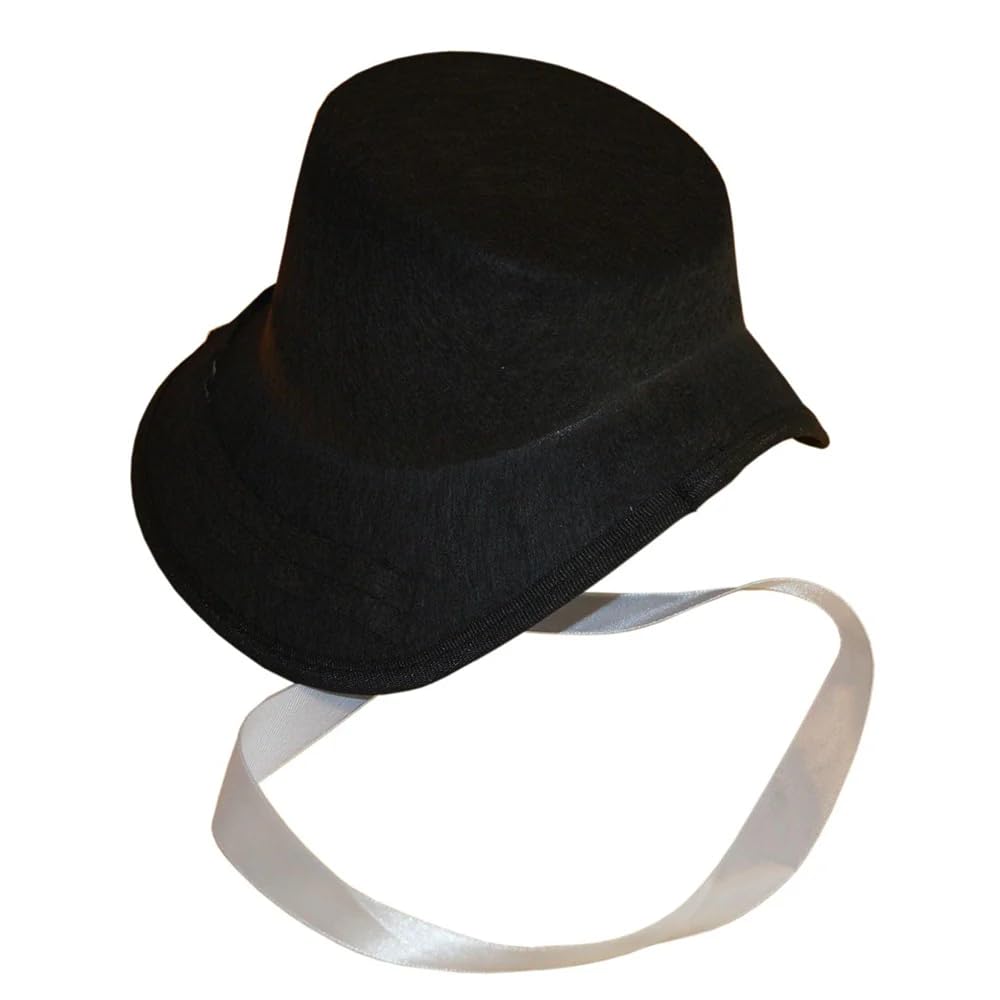 Manav Traditional Welsh Wales Cockle Bonnet Hat for Children Kids Girls St. David's Day Headwear Dress Up Accessories Lightweight Breathable Gifts for Girls Black