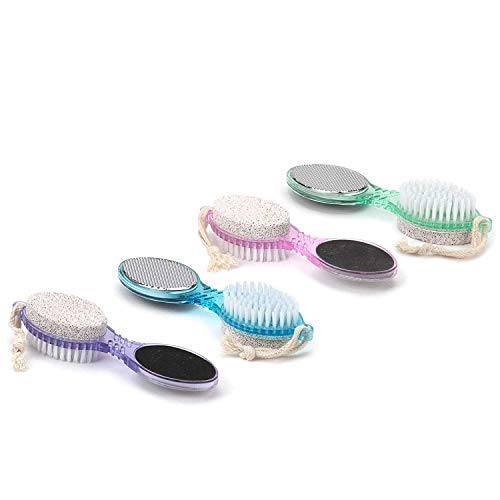 DecorRack (4 in 1) Pedicure Paddle Kit Tool with Pumice Stone for Feet, Foot Hand Toe Nail Cleaning Brush, Metal File and Emery Board, Manicure Foot Rasp Callus Corn Remover Pedi Set (2 Pack)