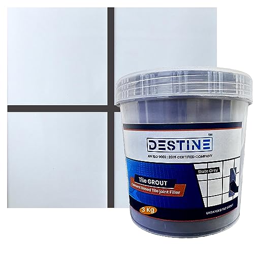 Image of DESTINE Tile Grout (16 COLOURS) (ALL PACKS: 100 Gm, 400 Gm, 800 Gm, 1 Kg, 3 Kg, 5 Kg), Waterproof, Cement Based Tile Joint Filler, Crack Filler, Tiles Gap Filler, Tile Grout (3 Kg, Slate Grey)
