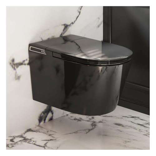 Image of Black Basic Smart Function Wall Hung Toilet Combo, Built-In Water Tank, Heated Seat,Auto Flush,Foot Sensor Flush,Nightlight, with In-Wall Carrier (No Need to buy an Additional Water Tank)