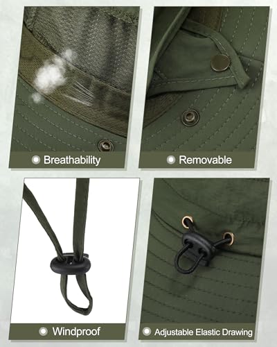 4-Sets-Outdoor-Sun-Hat-for-Men-Women-Fishing-Hats-with-Face-Cover-Neck-Flap-and-Arm-Sleeves-Sun-Protection-Wide-Brim-Fishing-Hat-with-Cooling-Towels-for-Hiking-Garden