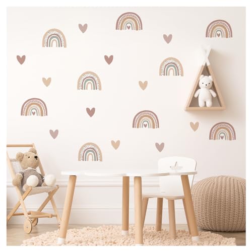 Little Deco Wandsticker Boho Regenbogen Set Wandtattoo Herzen...