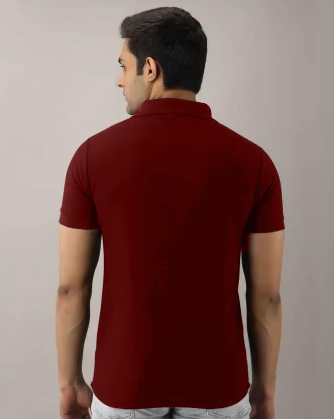 Image of INKKR Men's Polo Neck Half Sleeve Solid T-Shirts