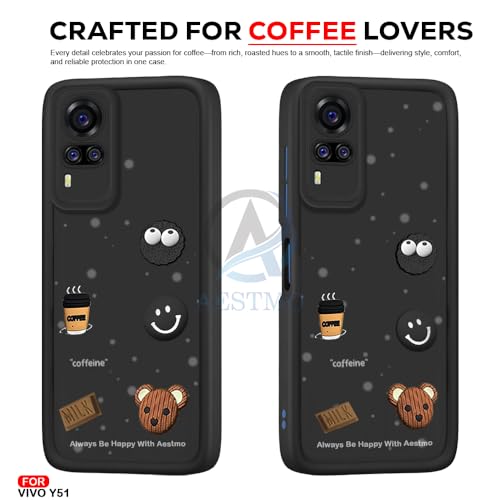 Image of AESTMO Back Case Cover for Vivo Y51 / Y51A / Y31 Cover | Cute Fun Cartoon 3D Ball | Coffee Silicone Case | Full Body Protection | Camera Protection Back Cover for Vivo Y51 / Y51A / Y31 (Black)