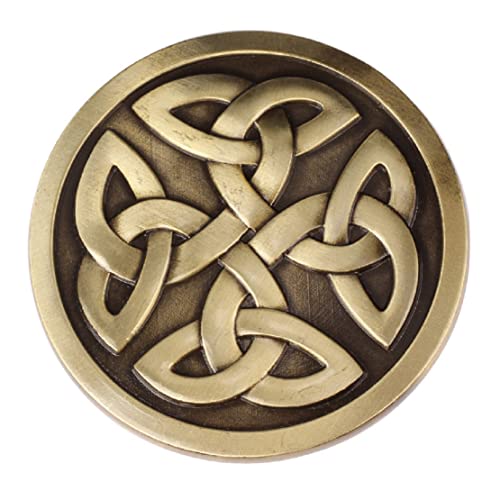 Longcreek Celtic Belt Buckle for Men, Nordic Viking Celtic Cross Belt Buckle, Punk Celtic Knot Round Belt Buckle, Western Cowboy Belt Buckle, Best Man Belt Buckle, Wedding Belt Buckle Gifts (Gold)