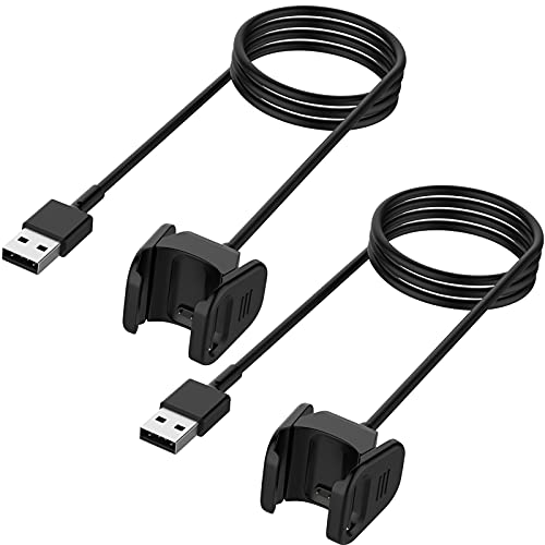 KingAcc Charging Cable Compatible with Fitbit Charge 4, 2-Pack 3.3Ft Replacement USB Charging Cable Cord Clip Dock Accessories Adapter Fitbit Charger Cable for Charge 4 Smartwatch(Not for Charge 3)