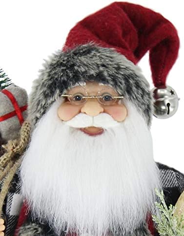 Windy Hill Collection 16" Inch Standing Skier Black & White Checkered Santa Claus Christmas Figurine Figure Decoration 169260