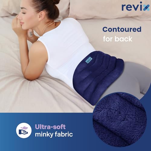 Image of REVIX Microwavable Heating Pad for Back, Extra Large Microwave Heating Wrap for Waist, Stomach, and Shoulders, Moist Heat Therapy for Stress Relief, Adjustable, for Men and Women, Navy