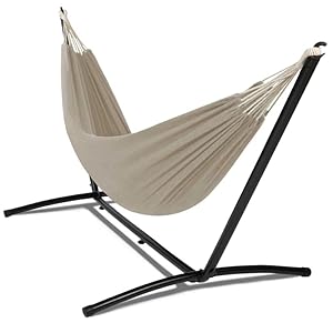 IDMarket – Hangmat met metalen standaard en zeildoek taupe