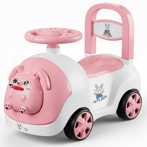 Image of Lifelong Bunny Manual Push Ride-On Toy Car with Back Support for Boys & Girls 1-4 Yrs, Distraction-Free, Non-Musical, Easy Installation, 50kg Capacity, Steering Wheel, Storage (LLCBBR04)
