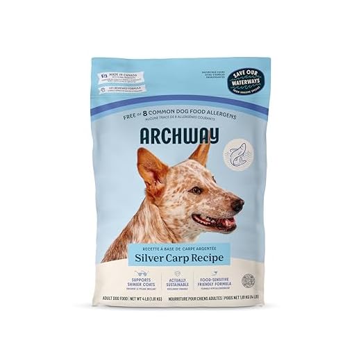 ARCHWAY Silver Carp Limited Ingredient Diet Dry Dog Food - Omega Rich Wild Caught Fish - High Protein, Simple Nutritious Ingredients, Hypoallergenic, Gluten-Free - Adult Dog & Puppy Food (4LB)