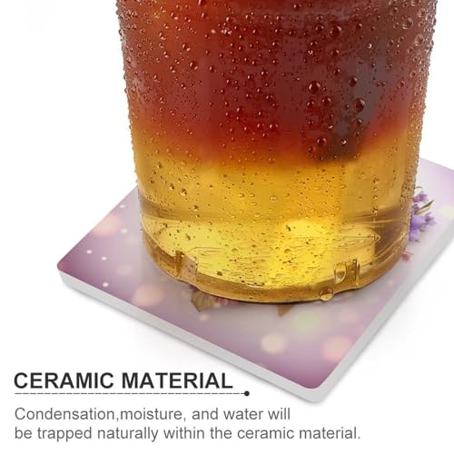 Dessous de verre en céramique cœur et liège carré isolant pour tasses - 5