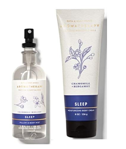 Bath and Body Works - Aromatherapy - SLEEP – Chamomile + Bergamot - Pillow and Body Mist & Body Cream - Gift Set – 2020