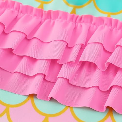 AIWUHE Toddler Girls Rash Guard Swimsuit Long Sleeve One Piece Swimwear Ruffled Zipper Bathing Suit UPF 50+ Bikini 1-5T3