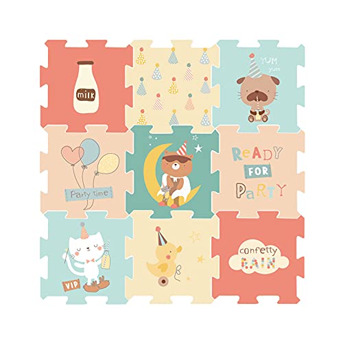 BG-BABYGO Baby Play Mats, 32”x 32” Puzzle with 9 Foam Tiles, Crawling Mat with Interlocking Tiles, Puzzle Mat Pieces, Neutral Playmat for Toddlers & Infants Play Pen (Numeral)