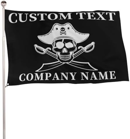 Custom Text Double Sided Boat Flag Pirate Skull Flag for Outdoor 3x5 FT, Personalized Name Pirate Skull Flag For For Boat Ship Sailboat Yard Outside Home Decoration