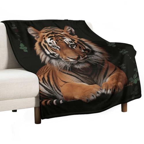 Couverture tigre en flanelle douce 127x152 cm pour lit et canapé - 2