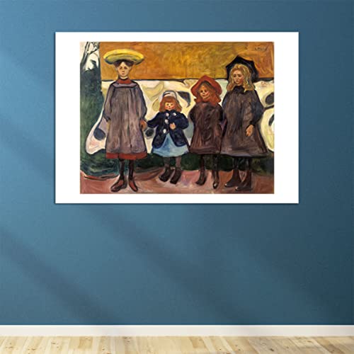 Affiche Edvard Munch Quatre filles papier mat anti-reflet format medium