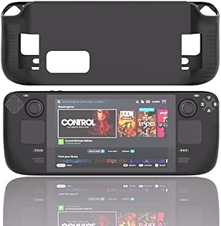 Mytrix Silicone Protective Case for Valve Steam Deck Console 2021, Shockproof Non-Slip Anti-Collision Grip Cover, Black Skin Shell Compatible with Steam Deck Accessories