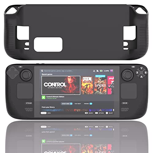 Silicon Protective Cover For Steam Deck, Soft Anti-Slip Shock Proof Anti-Scratch, Ergonomic Grip Design, Drop Protection Grip Case (Black) #TOP6