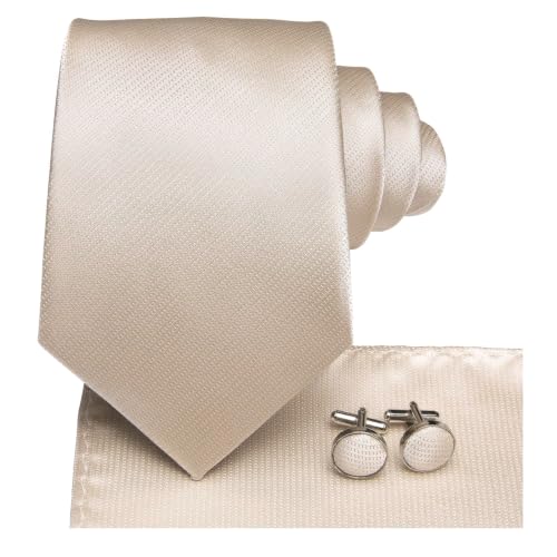 Image of Hi-Tie Men Ties Sets Silk Stripe Paisley Necktie Pocket Square Cufflinks for Business Wedding