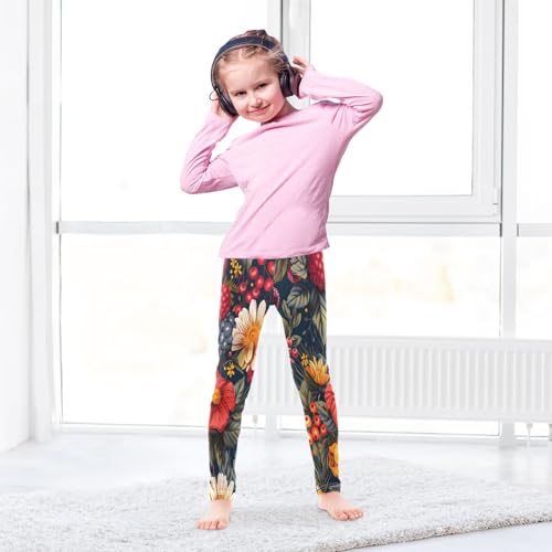 Bolaz Toddler Girls Leggings Printed Yoga Pants Leggings Rosehip Fruits Tea Leaves for Kids4