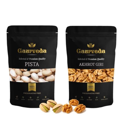 Image of GAURVEDA Pista & Akhrot Giri Combo - Premium Pistachios & Walnut Kernels Mix - Healthy Snack, Perfect for Gifting, Baking & Daily Nutrition | 100 Grams
