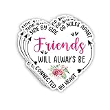 (3pcs) Side by Side Or Miles Apart Friends Will Always Be Connected by Heart Sticker Funny Friendship Sayings Humorous Vinyl Decal for Tumbler Laptop Tablet Water Bottles Books Phone- Size 3x3