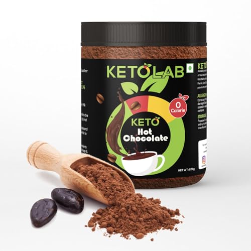 Image of Ketolab Sugar-Free Hot Chocolate Mix 200g. 1.6g Net Carb. Zero added Sugar, Low Carb, Low Calorie. Sweetened with Sucralose.