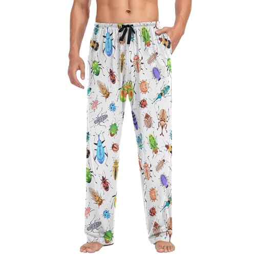 Men's Pajama Pants Soft Lightweight Lounge Sleep Insect Beetles Bugs Pj Bottoms with Pockets Drawstring4