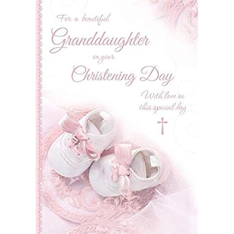 Granddaughter on Your Christening Day Card from The Sentiments Range - Pretty Shoes - Flitter Finish Cover