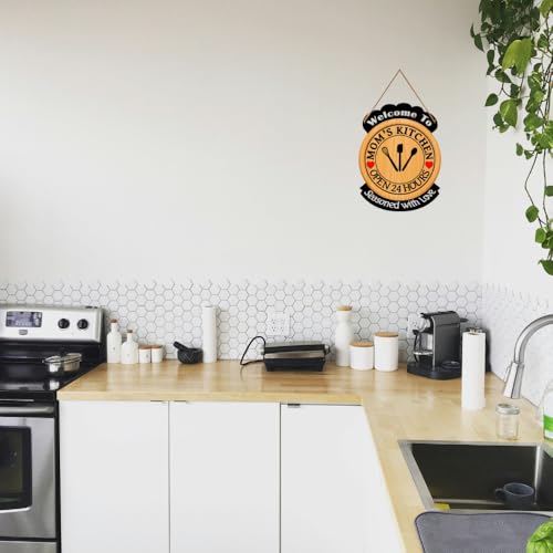 Image of pnf Decorative Wall Hanging Wooden Art Decoration item for Living Room | Bedroom | Home Decor | Gifts | Quotes Decor Item Set of 1-8.5 X 11 Inch (momkitchenround-27)
