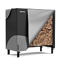 Rosefray 4ft Firewood Rack Cover, Heavy Duty 600D Oxford Waterproof Weather Resistant Indoor Outdoor Storage Wood Cover for Log Holder Blackgry