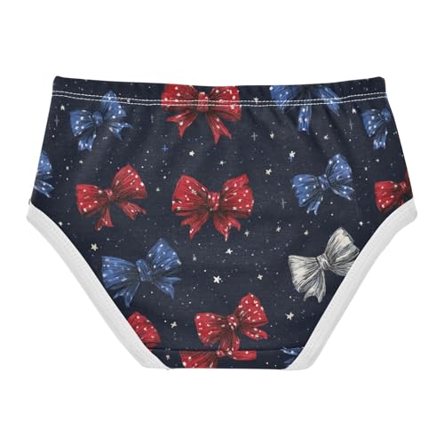 Wusikd Red White Blue Bows Girls' Underwear Cotton Girls Briefs Soft Toddler Underwear 2T2