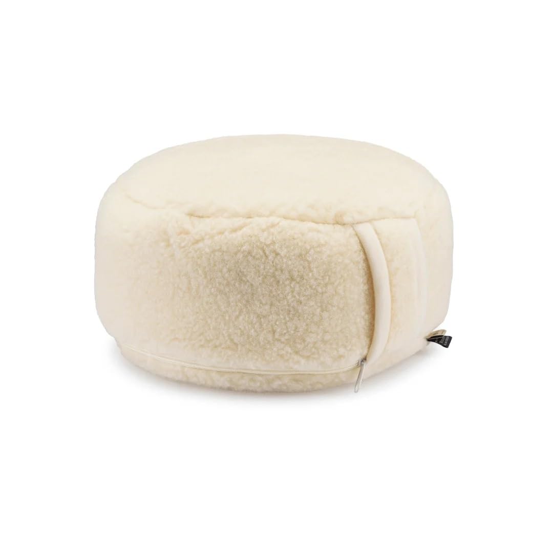 Cuscino da Meditazione Lana Merino, Rotondo Ø 30 cm, Imbottito in Grano saraceno – Ideale per Yoga, Meditazione e Seduta a Pavimento.