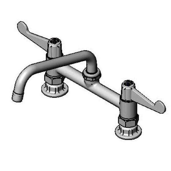 T&S Brass 5F-8DWX08 Equip 8" C/C Deck Mount Faucet, 8" Swing Nozzle, 4" Wrist-Action Handles
