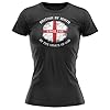 Purple Print House Womens St Georges Day T Shirt British by Birth English by The Grace of God England Top, M, Navy #1
