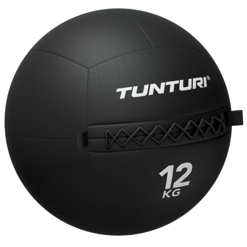 Tunturi Platinum Wall Ball - 12kg - Negro - incl. aplicación gratuita de fitness